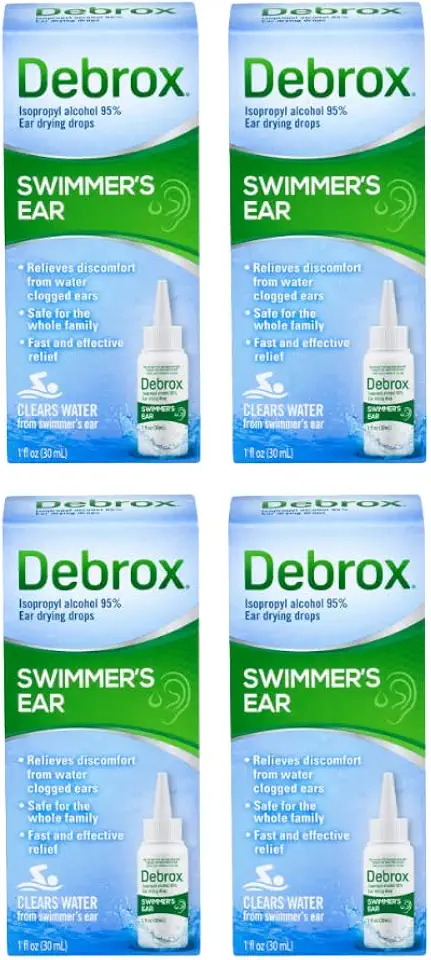 Debrox Swimmer's Ear Drying Drops for Adults & Kids, 1 Fl oz. (Pack of 4) - Kansas Nuitrition - HNZSDS