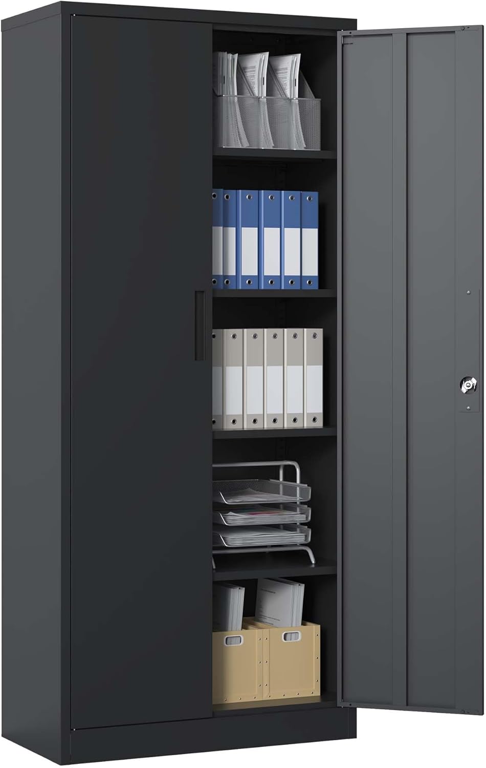 71" H Metal Garage Storage Cabinet Tool Steel Locking Cabinet with Doors and 4 Shelves Tall Cabinets for Garage Storage Systems Lockable File Cabinet
