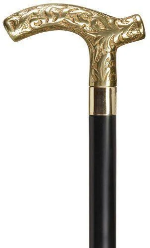 Harvy Men&s Derby Solid Cast Brass Handle Cane; Black