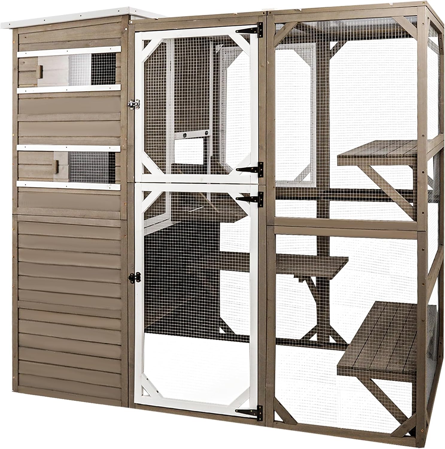 Catio Outdoor Cat Enclosure Cat Catio Cat House, Cat Cage Condo Indoor Playpen Kitty House Shelter with Multi Platforms, Waterproof Roof