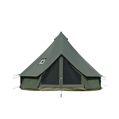 Cotton Canvas Bell Tent with Stove Jack, Roomy Yurt for Family Glamping Camping, 4 Season Tent with Zipped Removable Floor