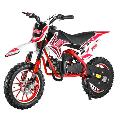 Kids Mini Dirt Bike, 2-Stroke 49cc Gas Motorcycle, Gas Power Motorbike Motocross with Off-Road Tires, Pocket Rocket Mini Pit Bike Trail Bike