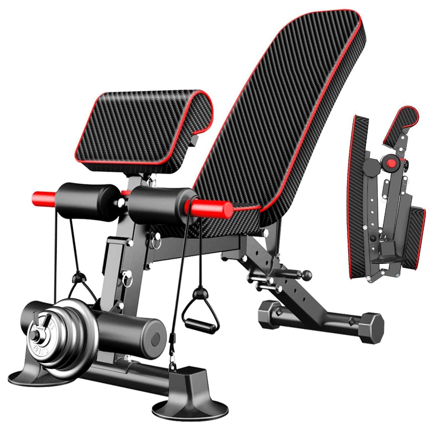 K KiNGKANG Adjustable Weight Bench,Utility Workout Bench Foldable Incline Decline Benches for Home Gym Full Body Workout,Load 600LBS