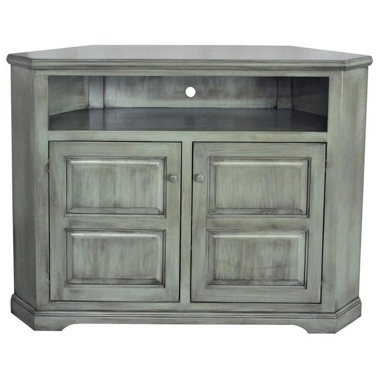 41 in. Poplar Tall Corner TV Stand, European Light Blue