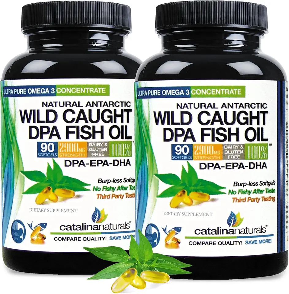Wild Caught Omega-3 DPA Fish Oil - 2900 mg with DPA, EPA & DHA - 90 SoftGels – Triple Strength Burp-Free (2) - Kansas Nuitrition - HNZSDS