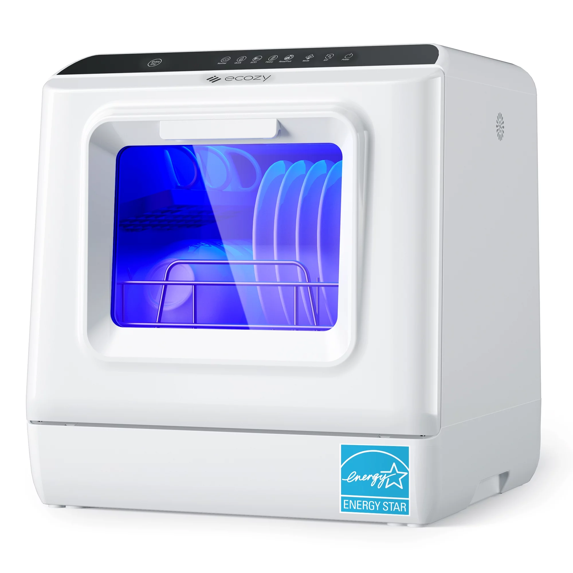 ecozy Countertop Dishwasher Portable with a Built-in 5L Water Tank, No Hookup Needed, 5 Washing Programs, Extra Dry Function, CT200A