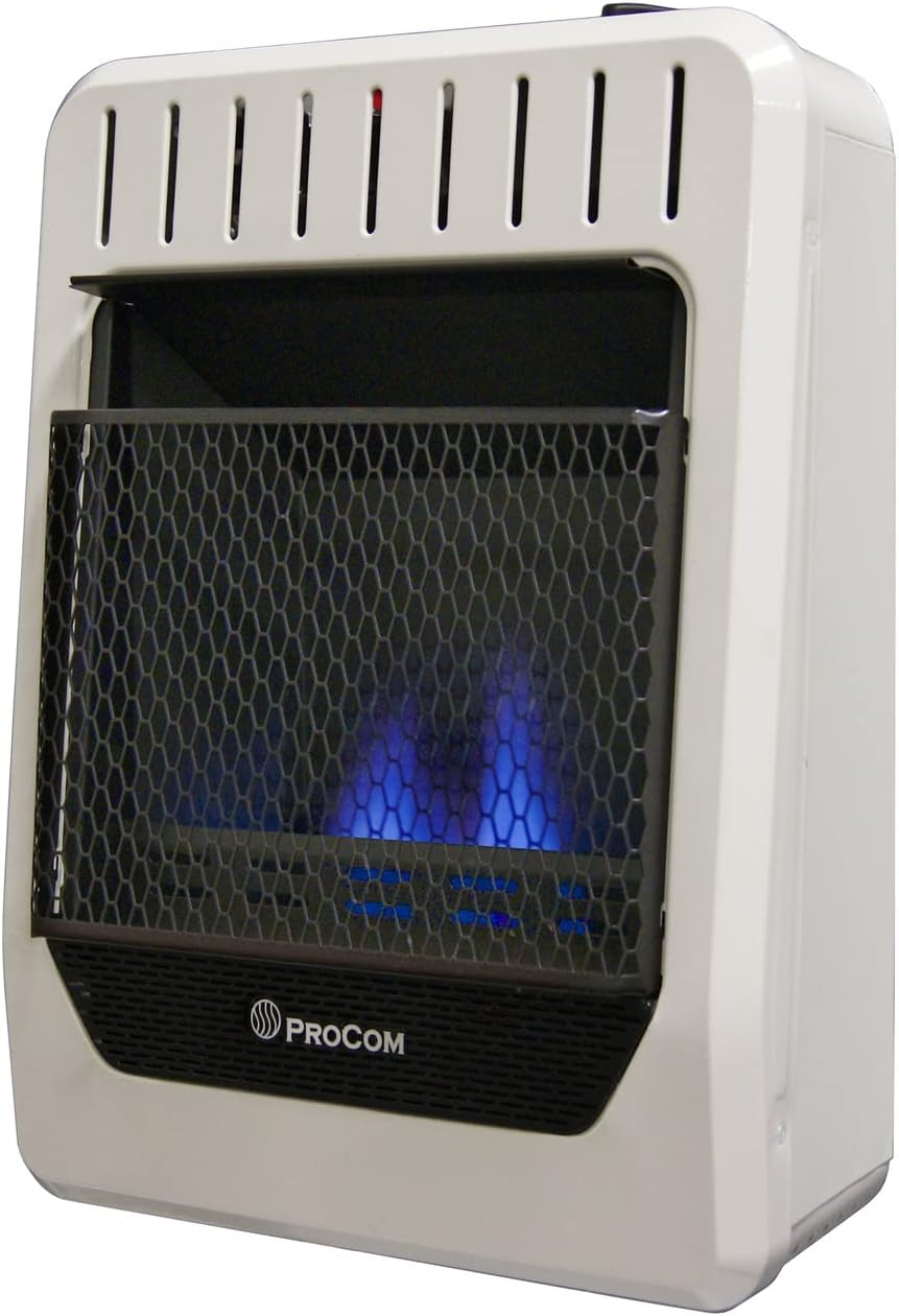 PROCOM HEATING Ventless INC MGH10BF 10,000 BTU Dual Fuel Blue Flame Gas Wall Heater, Medium, White