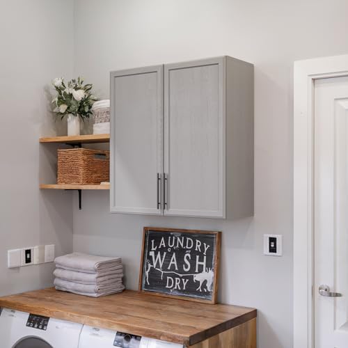 FIMELLO 30" Laundry Room Wall Cabinet with Adjustable Shelf, Large Wall Storage Cabinet, White Wall Cabinet with Doors, Upper Kitchen Cabinet