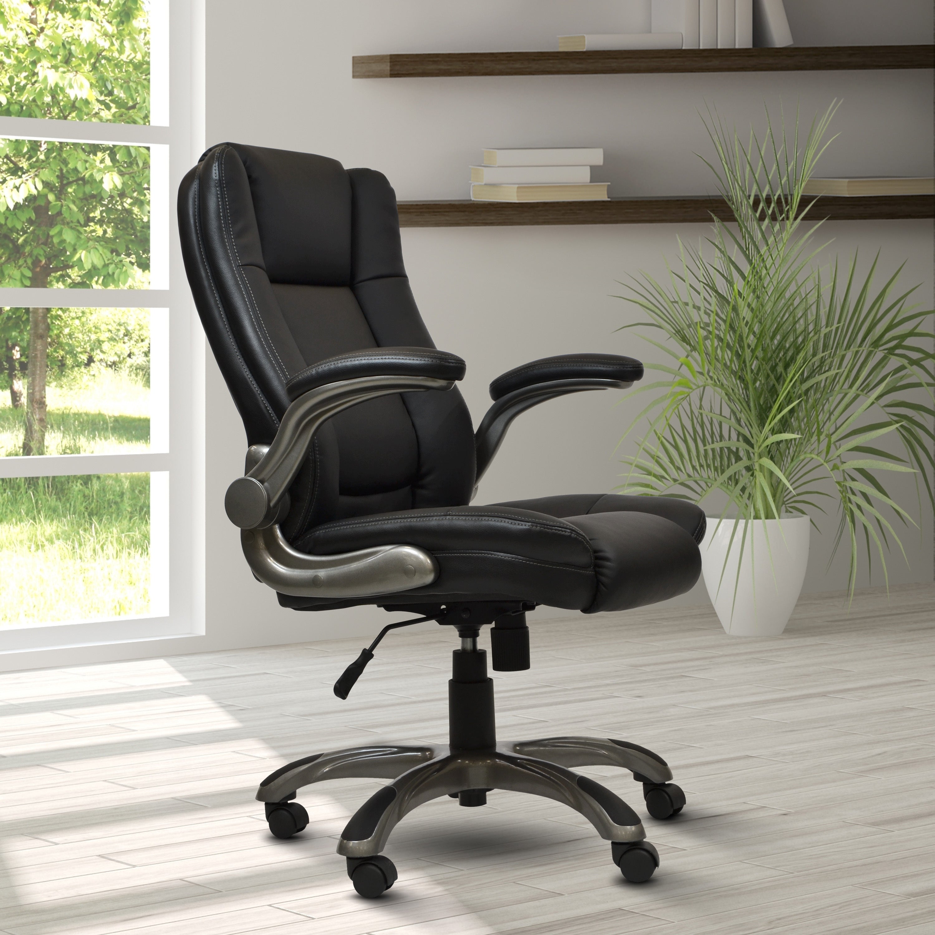 Ergo Flex Executive Office Chair with Flip-up Arms - Black