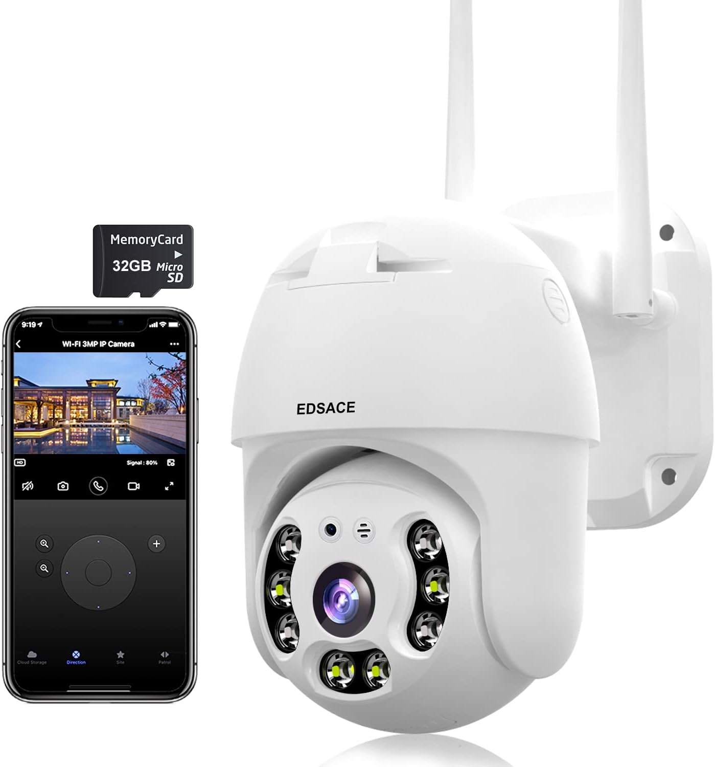 Wireless Security Camera, 2K Home WiFi IP Camera, Pan Tilt Dome Surveillance Camera, Two-Way Audio Motion Detection, Clear Night Vision