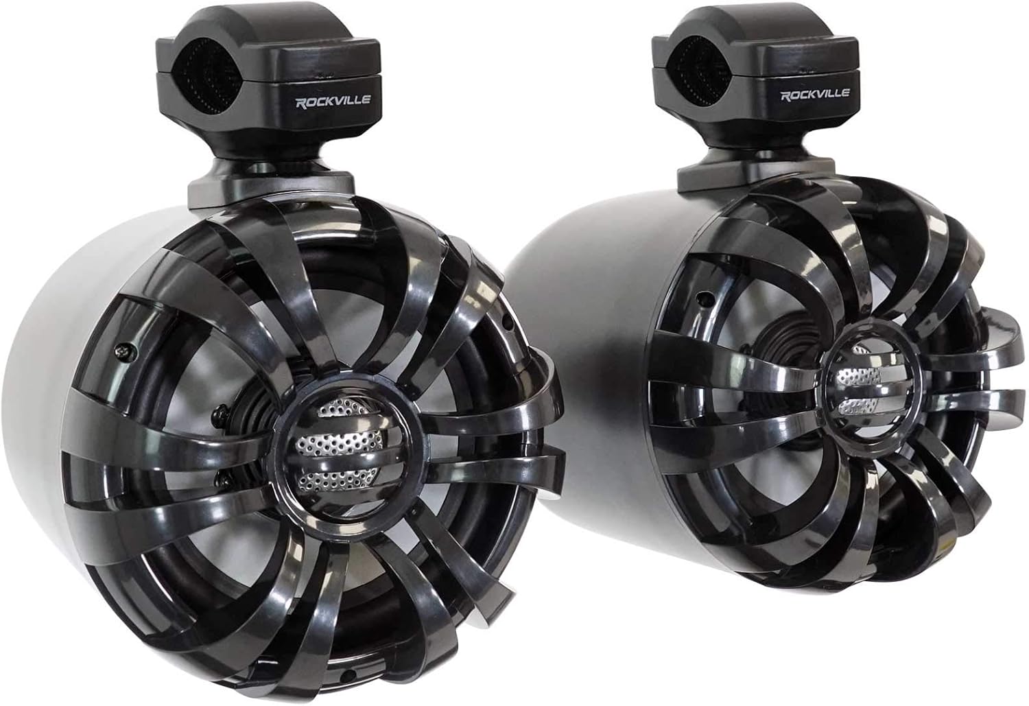 Rockville WB65 2 x 6.5 600w Metal Marine Wakeboar.d Tower Speakers+Swivel Brackets, 2 Pack
