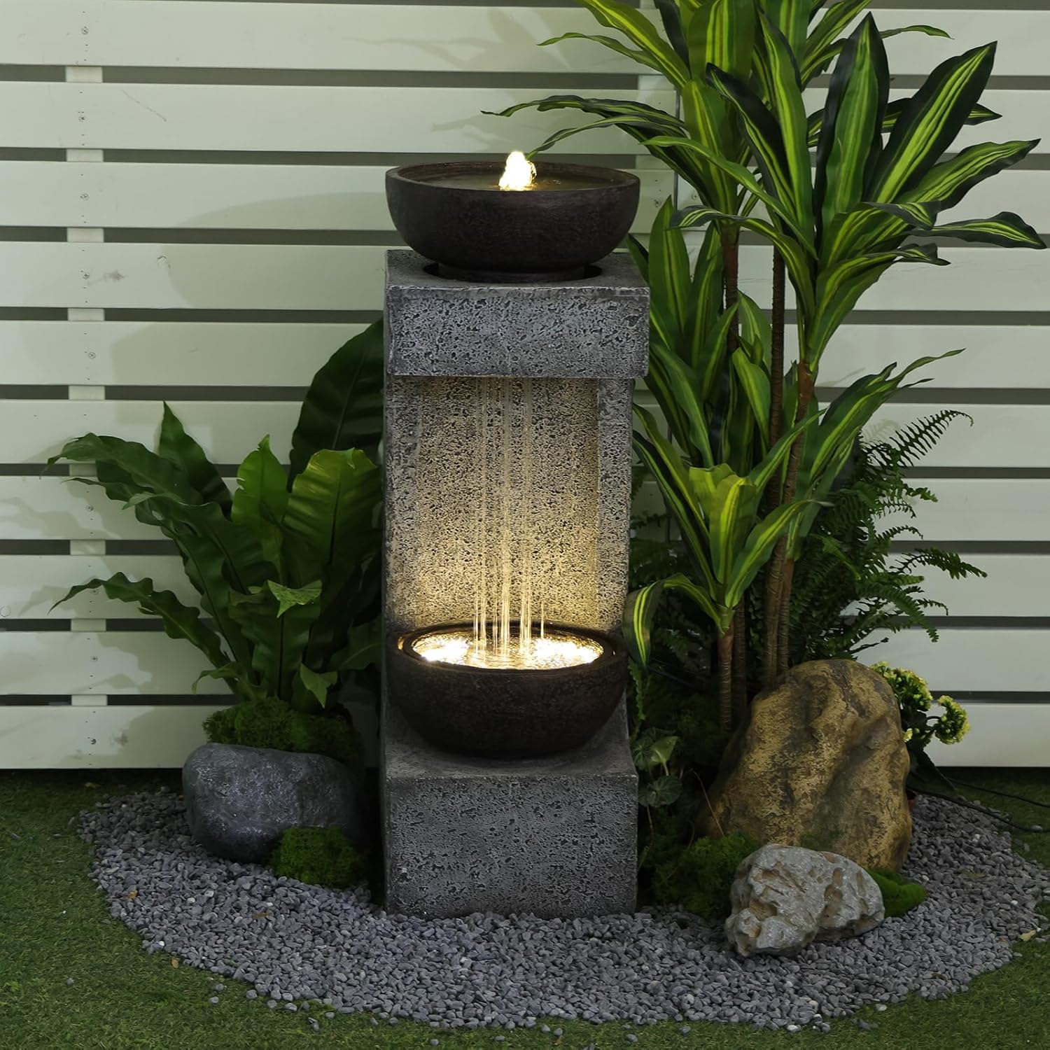 33.9" H Water Fountain Outdoor Garden Waterfall Decor for Garden, Patio, Backyard, Deck, Porch and Home Art Decor
