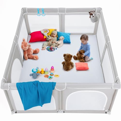 TODALE Extra Large Playpen for Babies and Toddlers 79”×70”- Tear-Resistant, Safe Indoor & Outdoor Oversized Thick Play Yard for Infant, Toddler