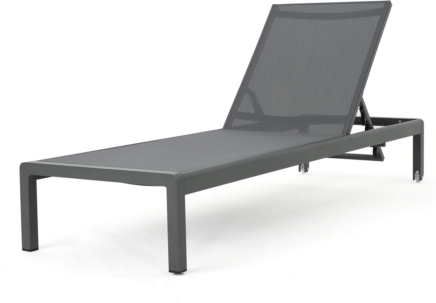 Christopher Knight Home Cape Coral Outdoor Aluminum Chaise Lounge with Mesh Seat, Grey / Dark Grey