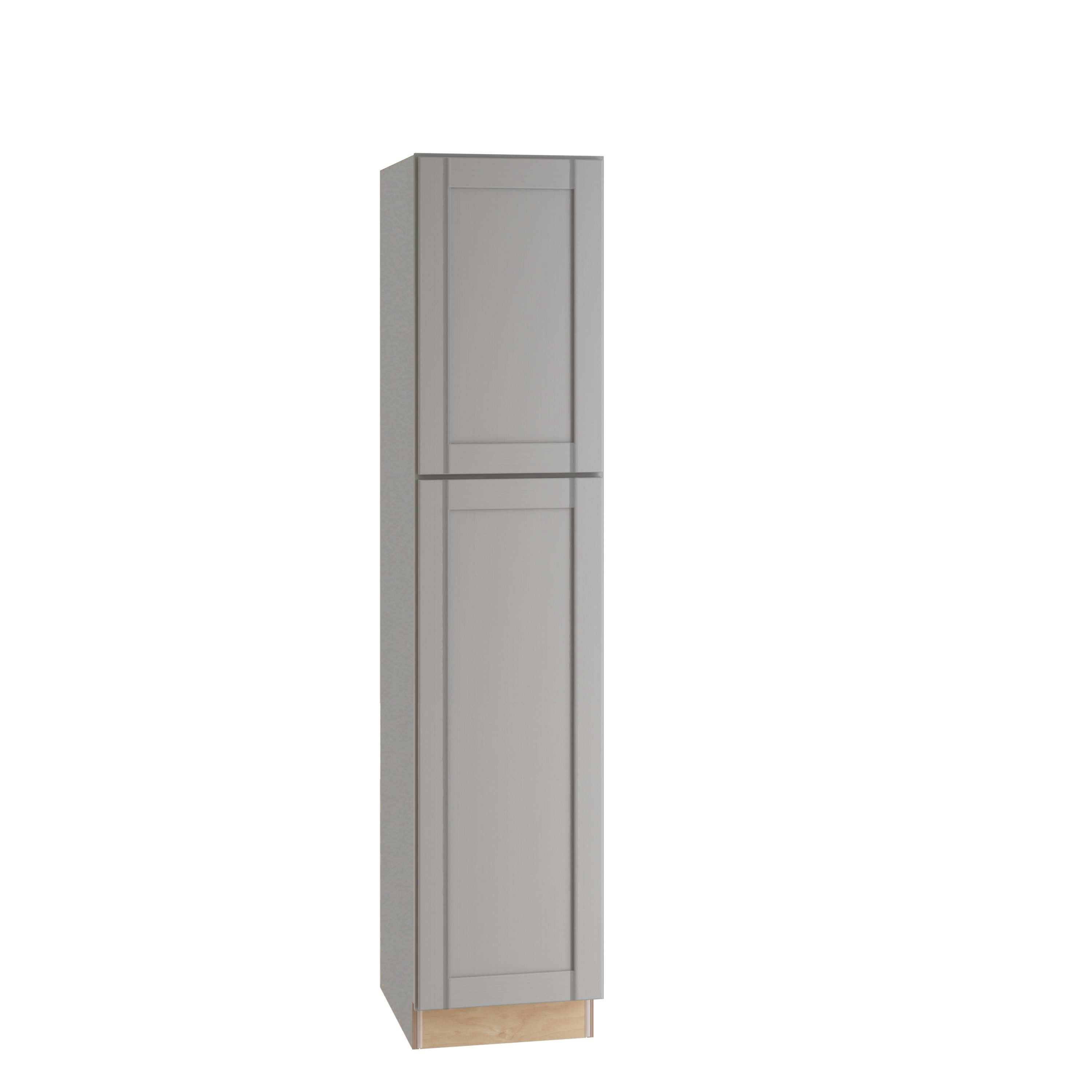 Luxxe Cabinetry 18-in W x 84-in 84-in H x 24-in D Vinyl Gray Thermofoil Maple Door Pantry Fully Assembled Stock (Prefabricated)