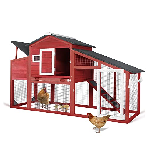 Chicken Coop Large Wooden Chicken Tractor - with Wheels Waterproof Outdoor Hen House Poultry Cage Back Yard Chicken Coops with Run