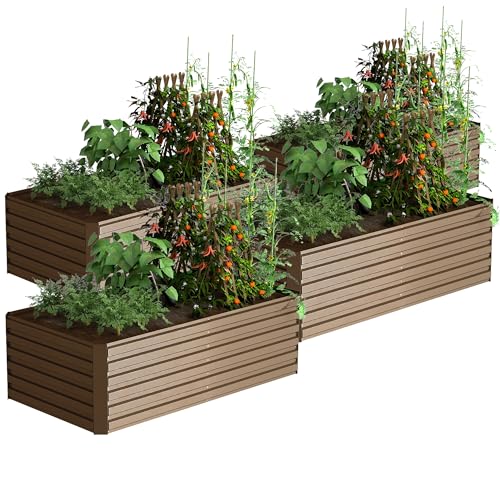FOOWIN 2pcs 8x4x2ft Galvanized Raised Garden Bed, Planter Raised Garden Boxes Outdoor, Large Metal Raised Beds for Gardening