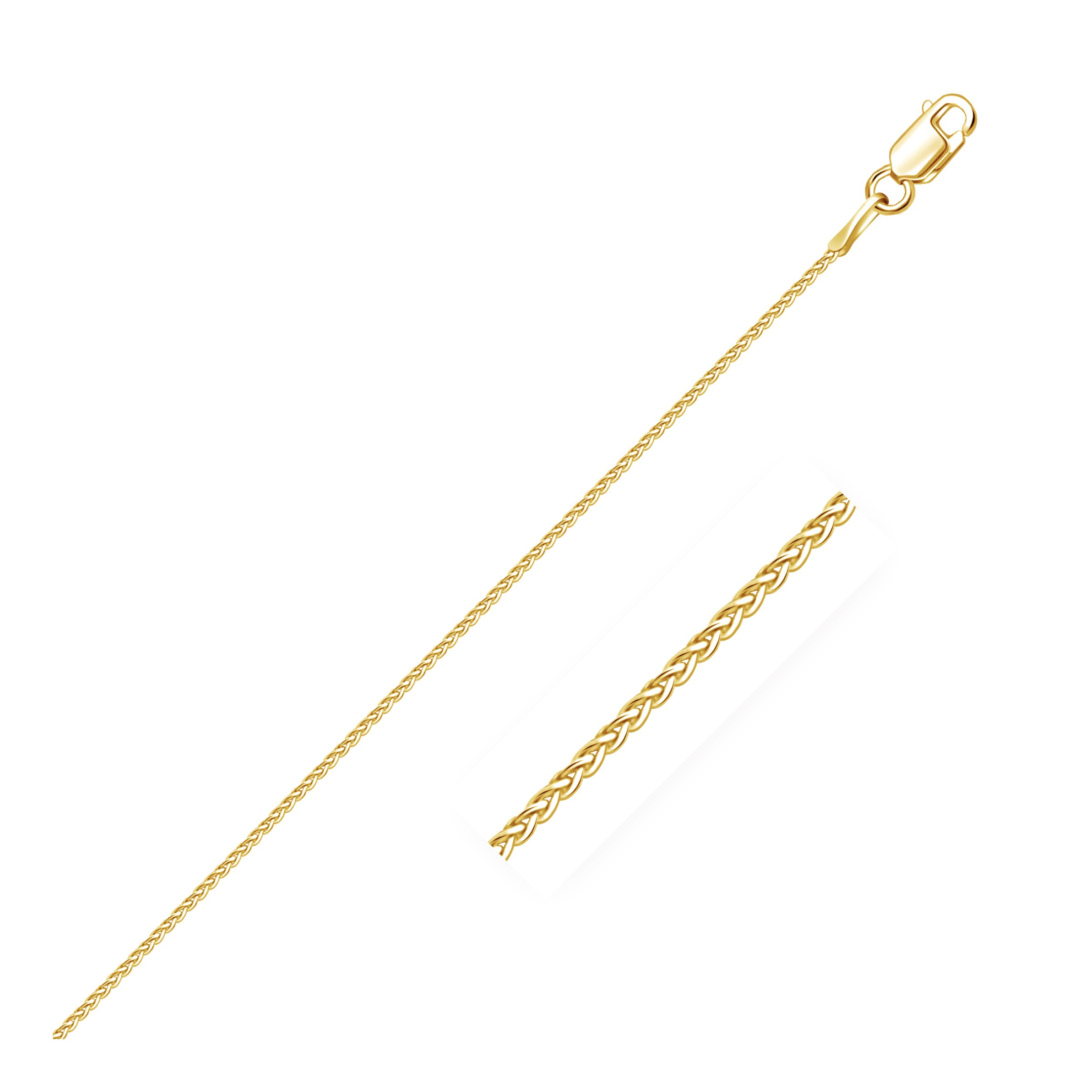 ARAIYA JEWELRY 14K Yellow Gold 1.02 mm Diamond Cut Round Wheat Chain 20'' for Women