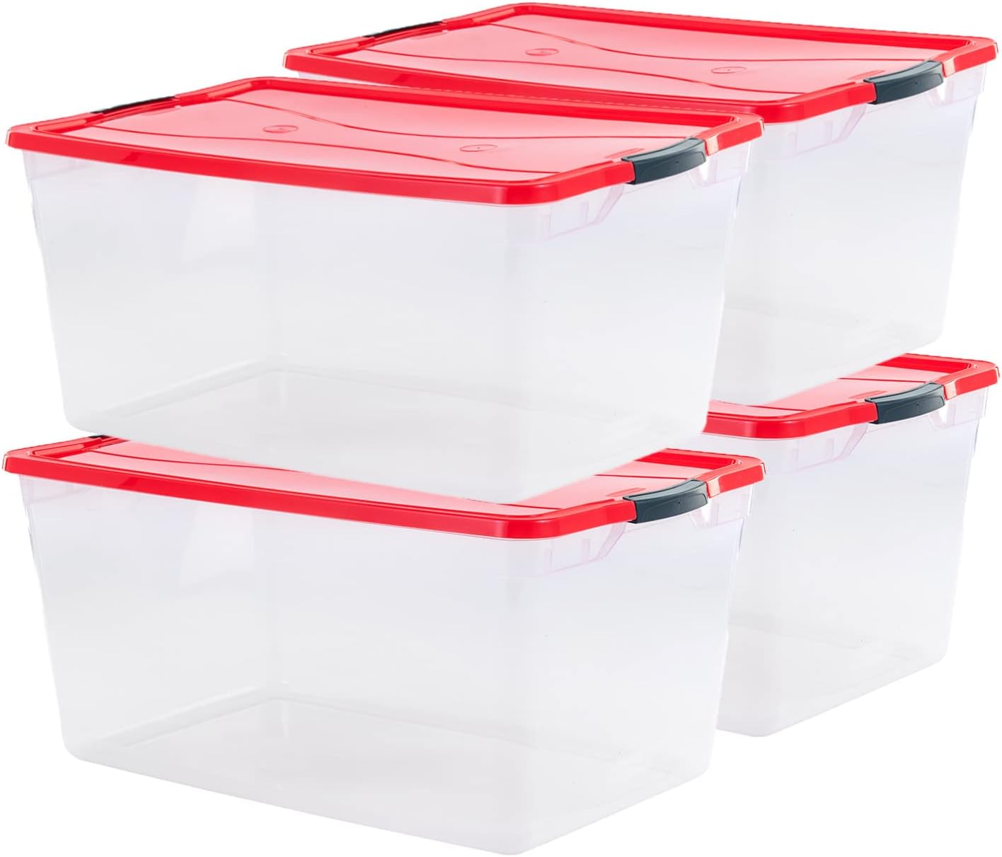 Rubbermaid Cleverstore Clear 71 QT Pack of 4 Holiday Storage Containers, Great for Holiday Decorations, Stackable, Large Capacity
