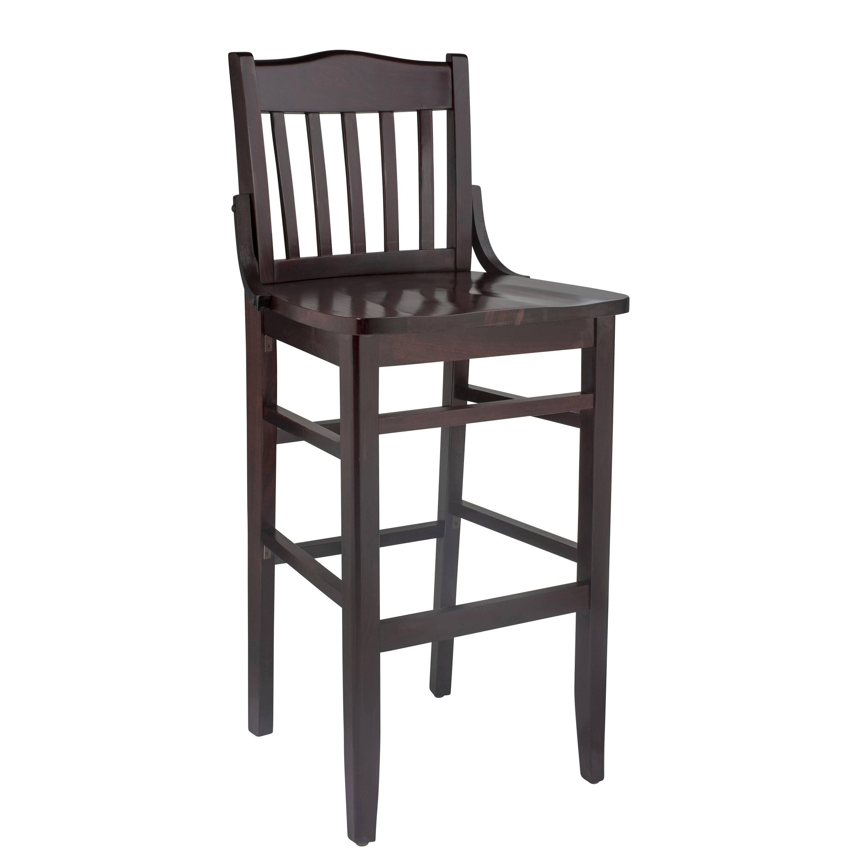 Beechwood Mountain Schoolhouse Wooden Bar Stool - Dark Mahogany
