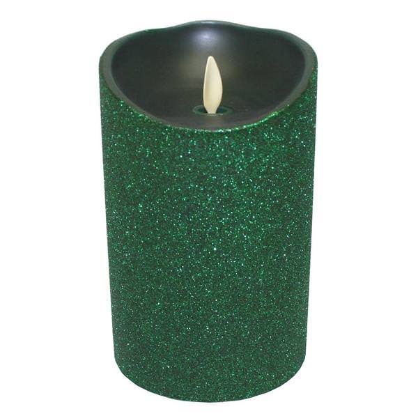 Liown 19833 - 3.5x22 x 5x22 Moving Flame Green Glitter Candle