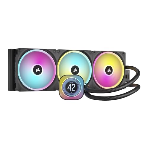 CORSAIR iCUE Link H150i LCD Liquid CPU Cooler - 360mm AIO - QX120 RGB Fans - 2.1” IPS LCD Screen - Fits Intel LGA 1700, AMD AM5
