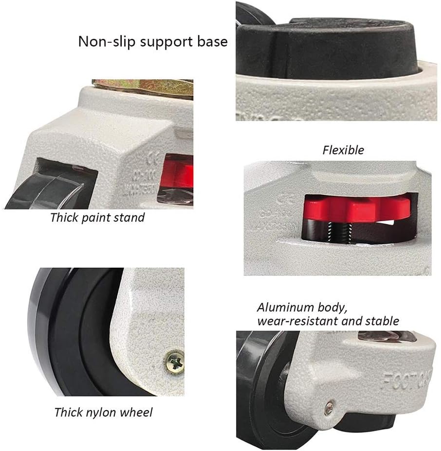Nisorpa 4 Pack Leveling Casters Set Retractable Workbench Lifting Caster Wheels Steel Plate Mounted Stem Castors GD-80F Footmaster Horizontal Support