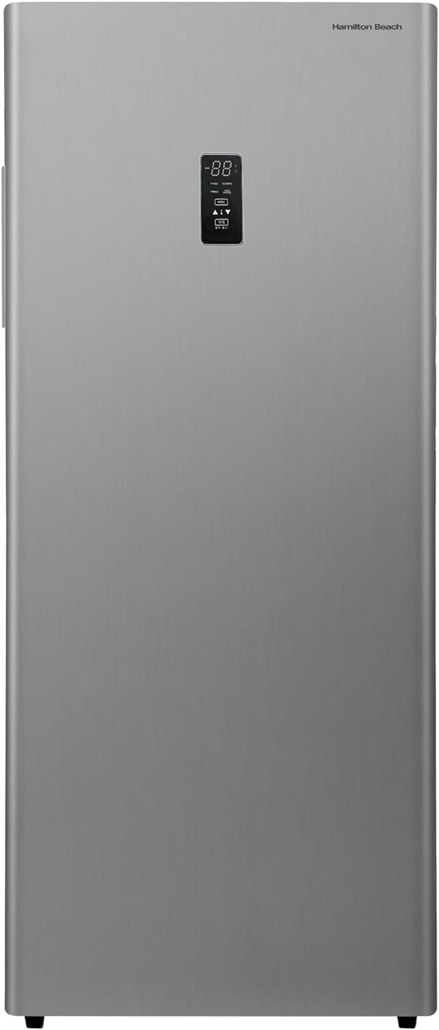 Hamilton Beach HBFRF1495 14 cu ft Upright Convertible Fridge/Freezer-Frost Free-Removable Glass Shelves-LED Interior Light, Stainless