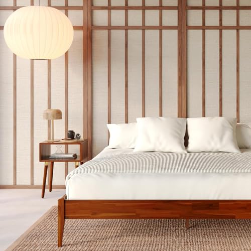 Bme Dinkee 15 Inch Signature Bed Frame Without Headboard - Modern & Minimalist Style with Acacia Wood - 12 Strong Wood Slat Support - Easy Assembly