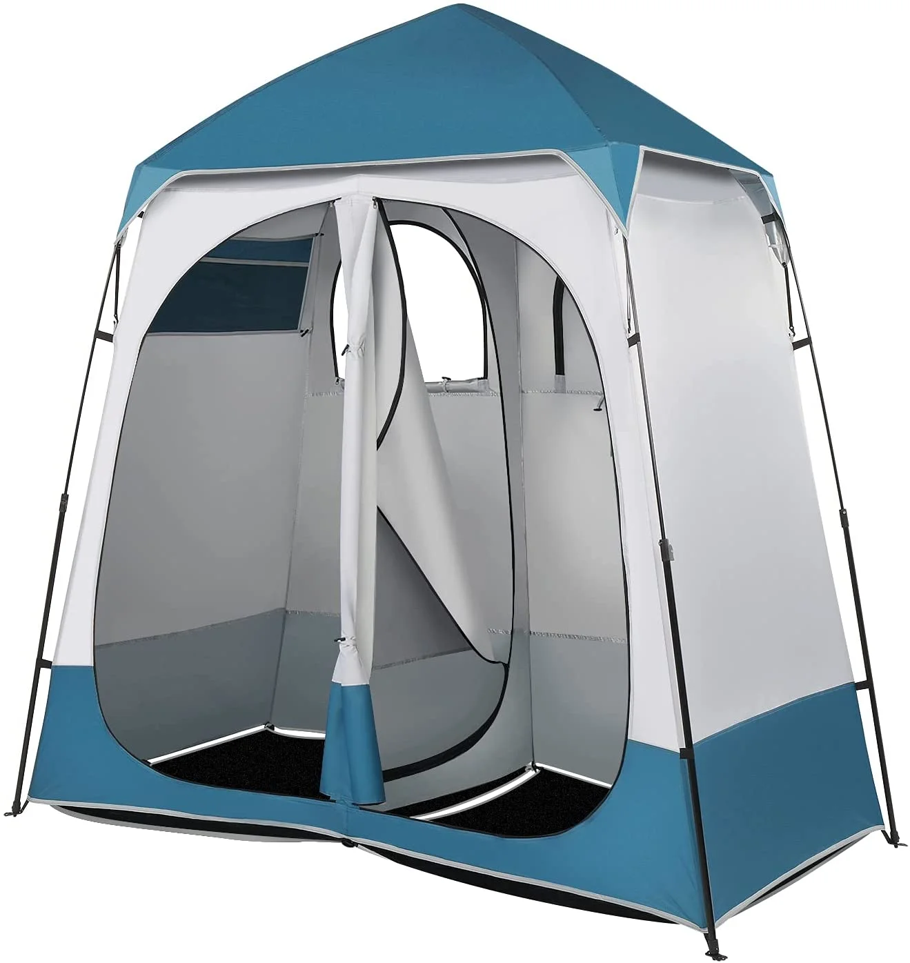 VINGLI 2 Room Shower Tent, 7.5 FT Instant Pop Up Shelter with Carrying Bag, Privacy Changing Room Tent,Perfect for Portable Toilet, Camping, Dressing