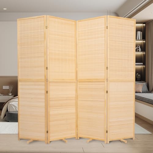 Bamboo Room Divider Folding Privacy Screens, Wall Divider for Room Separation, Portable Room Partitions and Dividers