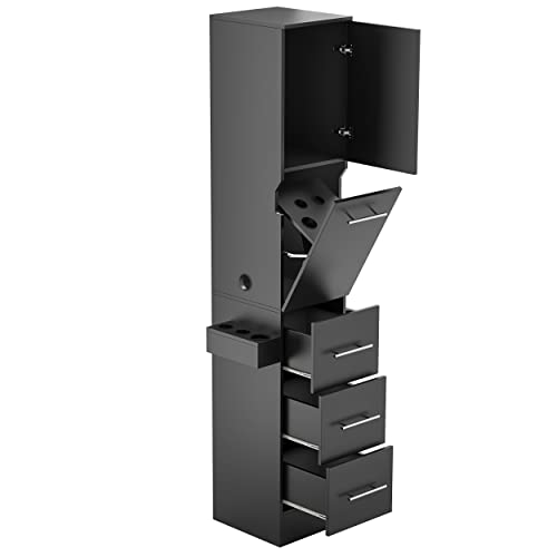 Beauty Salon Station, Salon Stations for Hair Stylist w/3 Drawer & 1 Large Cabinet, Barber Stations with 10 Hair Dryer Holders