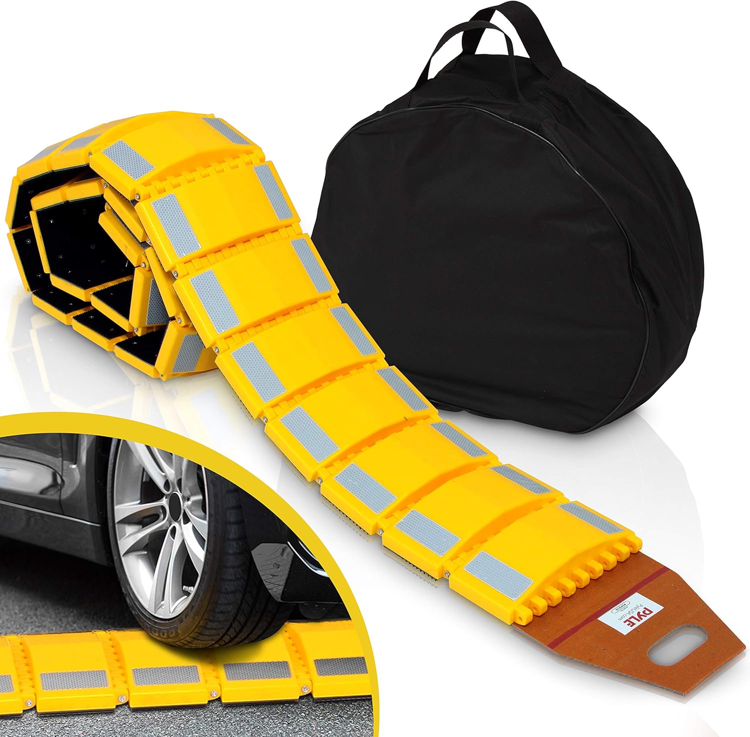 Pyle Portable Vehicle Traffic Speed Bump - 9.8' ft Heavy Duty Reflective Plastic Humps