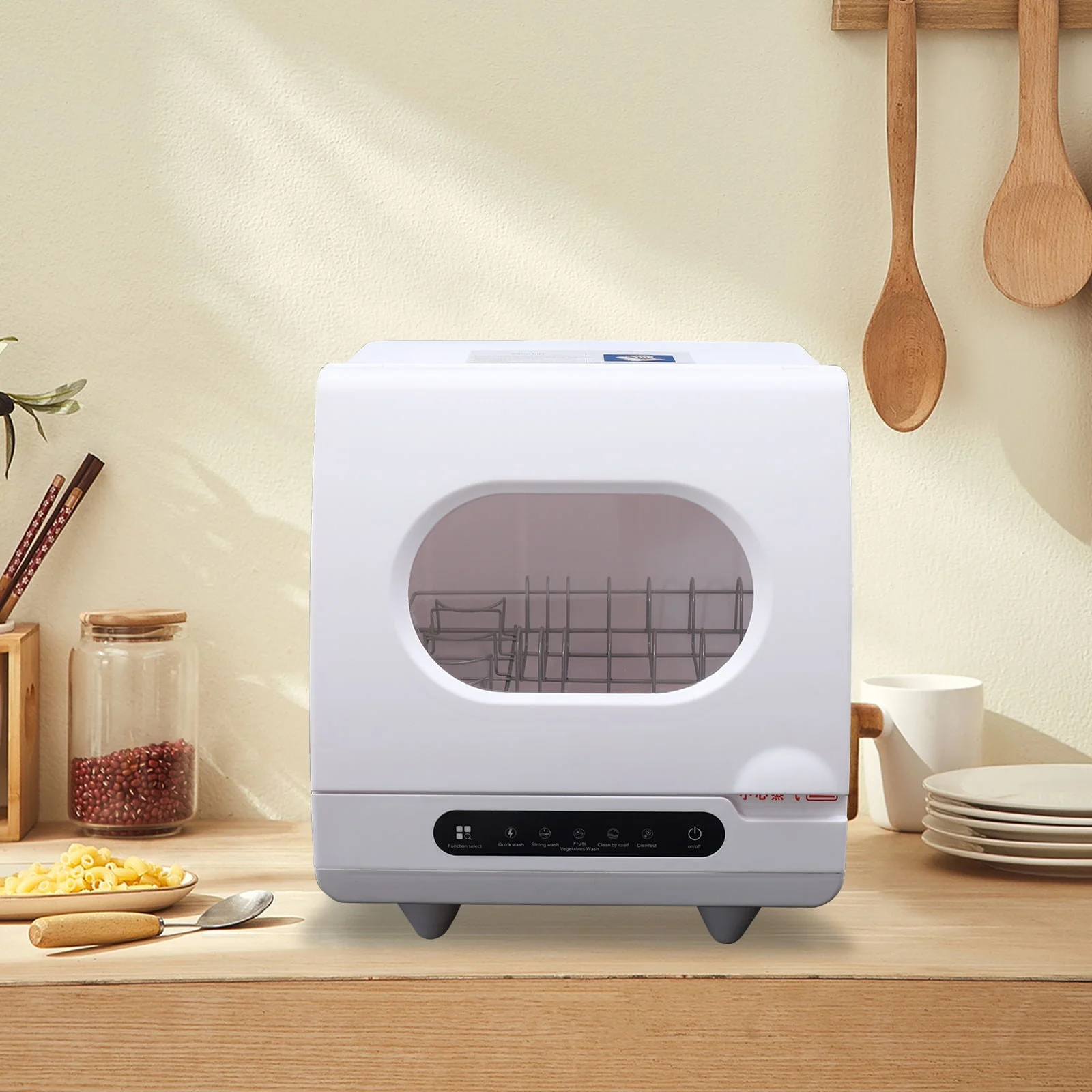 Wuzstar Portable Countertop Dishwasher Compact Dishwasher with 5 Washing Program for Small Apartments Dorms and RVs 2‑3L 1200W