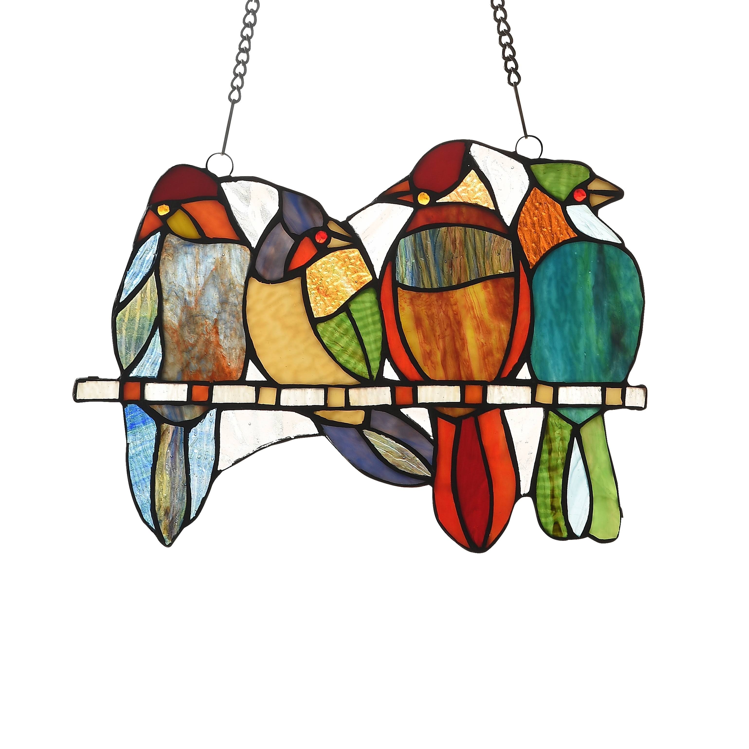 Gracewood Hollow Deffalah 73-Piece Stained Glass Birds Window Suncatcher 29856921