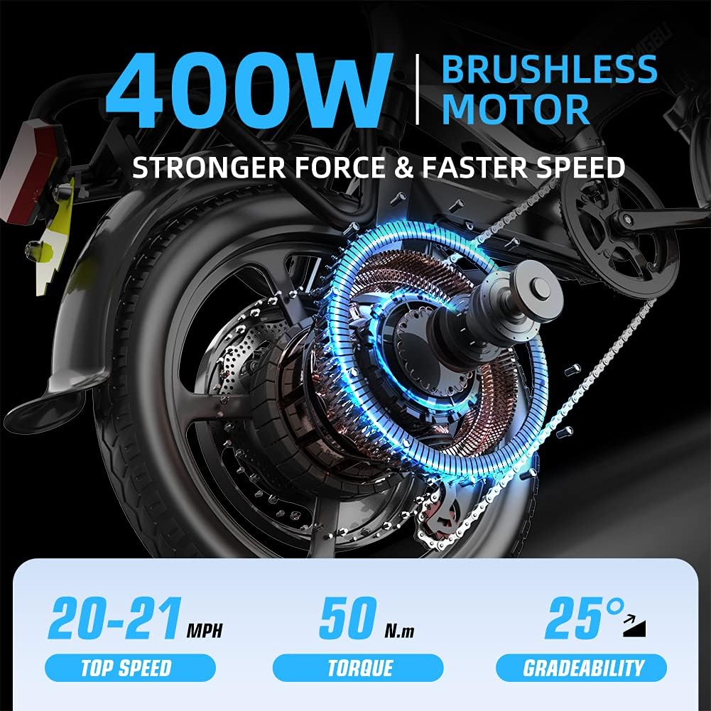 20”K6 Electric Bike for Adults, 400W Motor Ebike Bicycle with 48V 10.4Ah Battery