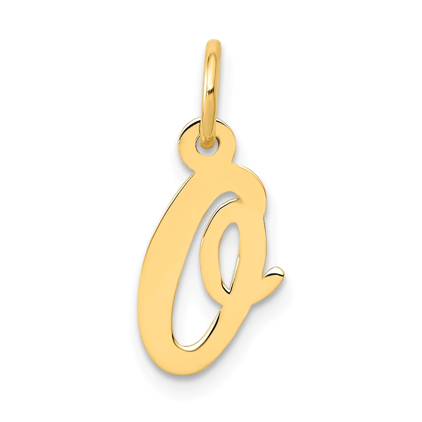 Carat in Karats 14K Yellow Gold Small Script Letter O Initial Pendant Charm