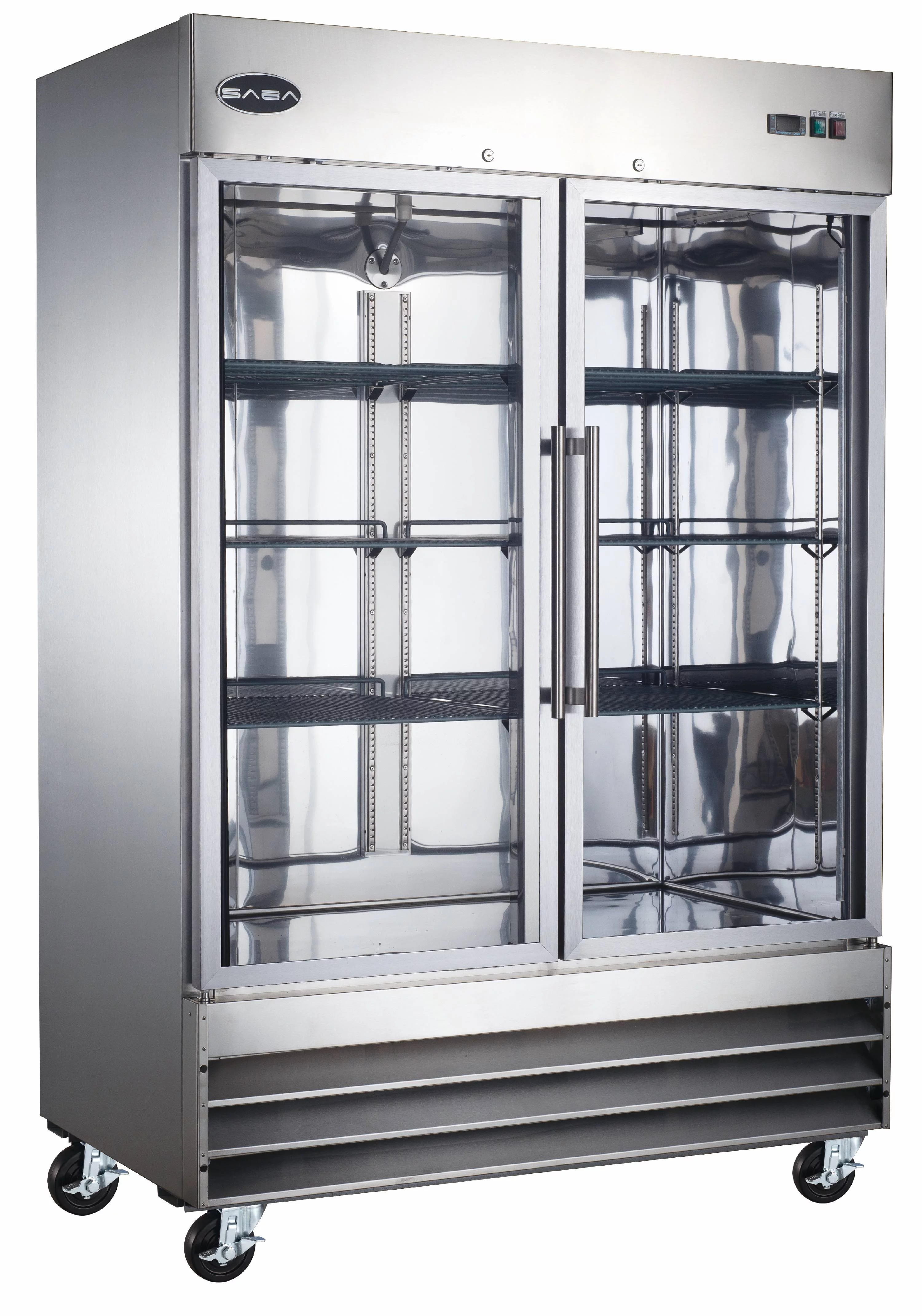 Heavy Duty Commercial Stainless Steel 47 cu ft Glass Door Reach-In Refrigerator (2 Door)
