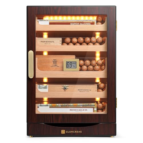 Cigar Humidor Cabinet with Automatic LED Light, Extra Large Size for 250 Cigars, Spanish Cedar Lining, Tight-Seal Magnetic Door