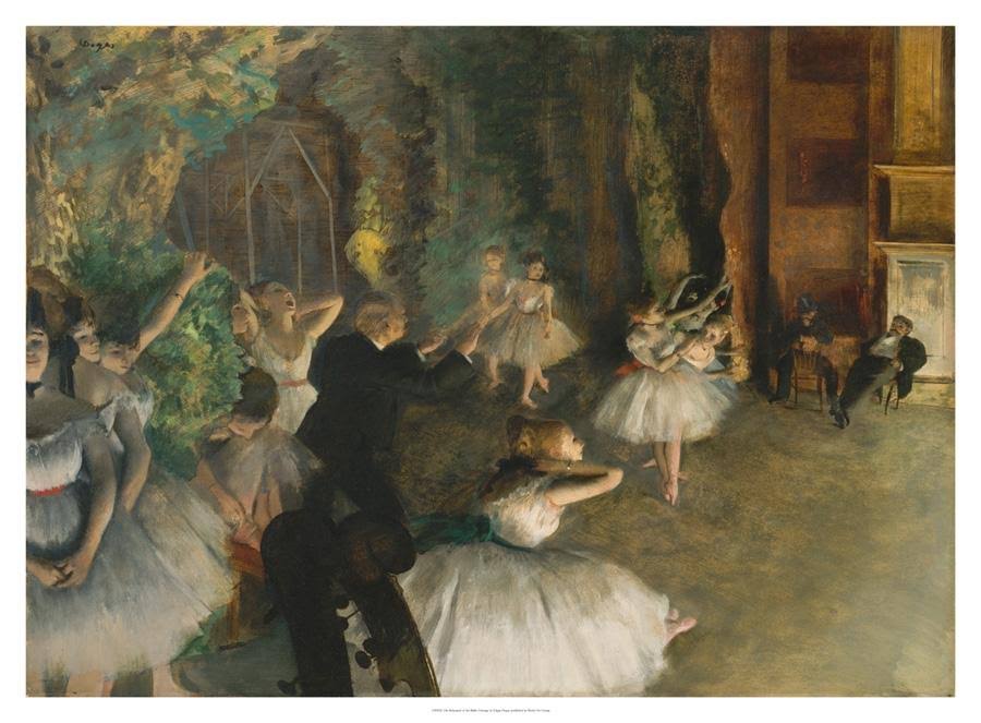 Edgar Degas - The Rehearsal of The Ballet Onstage Giclee Canvas