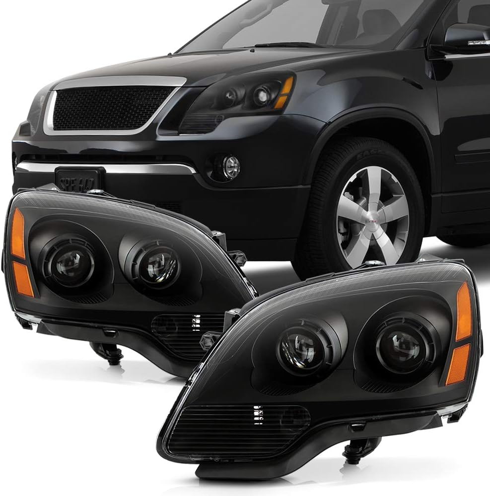 ACANII - For 2007-2012 GMC Acadia Black Housing Projector Headlights Headlamps Assembly Replacement Pair Set Left+Right