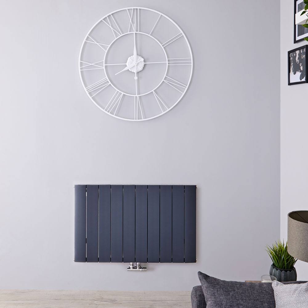 Hudson Reed Aurora - Hot Water Radiator - 24x22 x 37x22 - Horizontal European Design - Anthracite