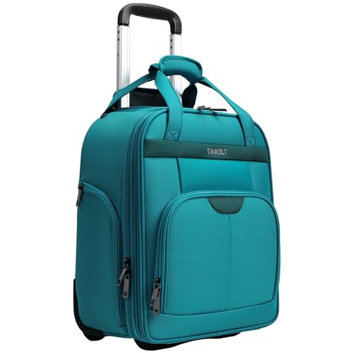 Personal Item 16-Inch Underseat Carry on Luggage With Wheels Lightweight Wheeled Underseater under seat bags for airplanes Upright 2 Wheel Teal Green