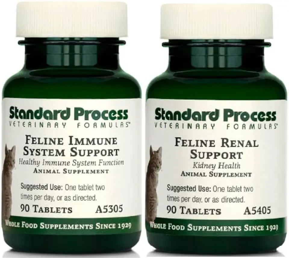 Standard Process Feline Vitality Bundle - Whole Food Supplement Kit with Feline Renal Support & Feline Immune System Support