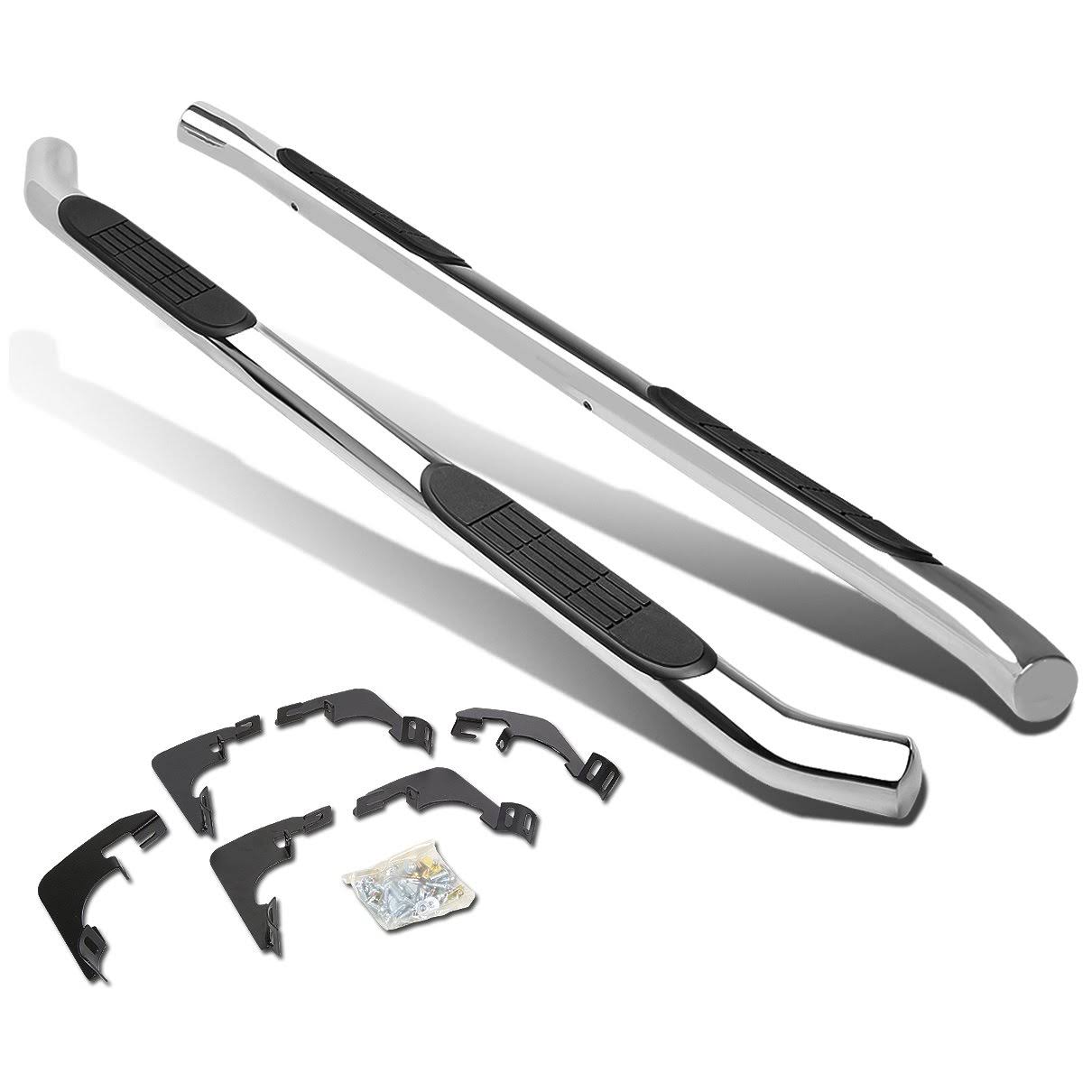 DNA Motoring for 2015 to 2020 Chevy Colorado GMC Canyon Crew Cab Stainless Steel 3 Side Step Nerf Bar Running Board Left + Right