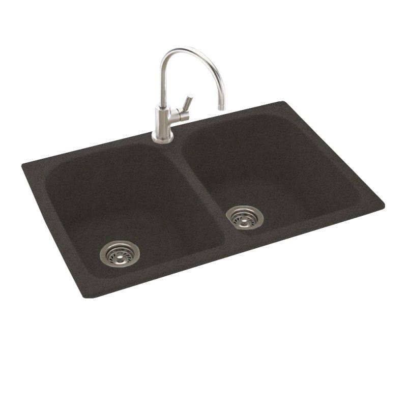 Swanstone KSLB-3322 Double Bowl 33x22x 22x22 Kitchen Sink in Canyon