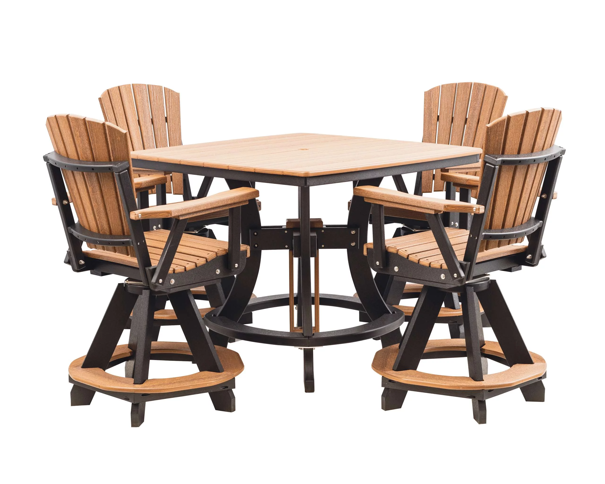 Grand Lake Amish Crafted 4 Person Poly Adirondack Counter Height Table Set, Antique Mahogany on Black - Curated Treasures Market
