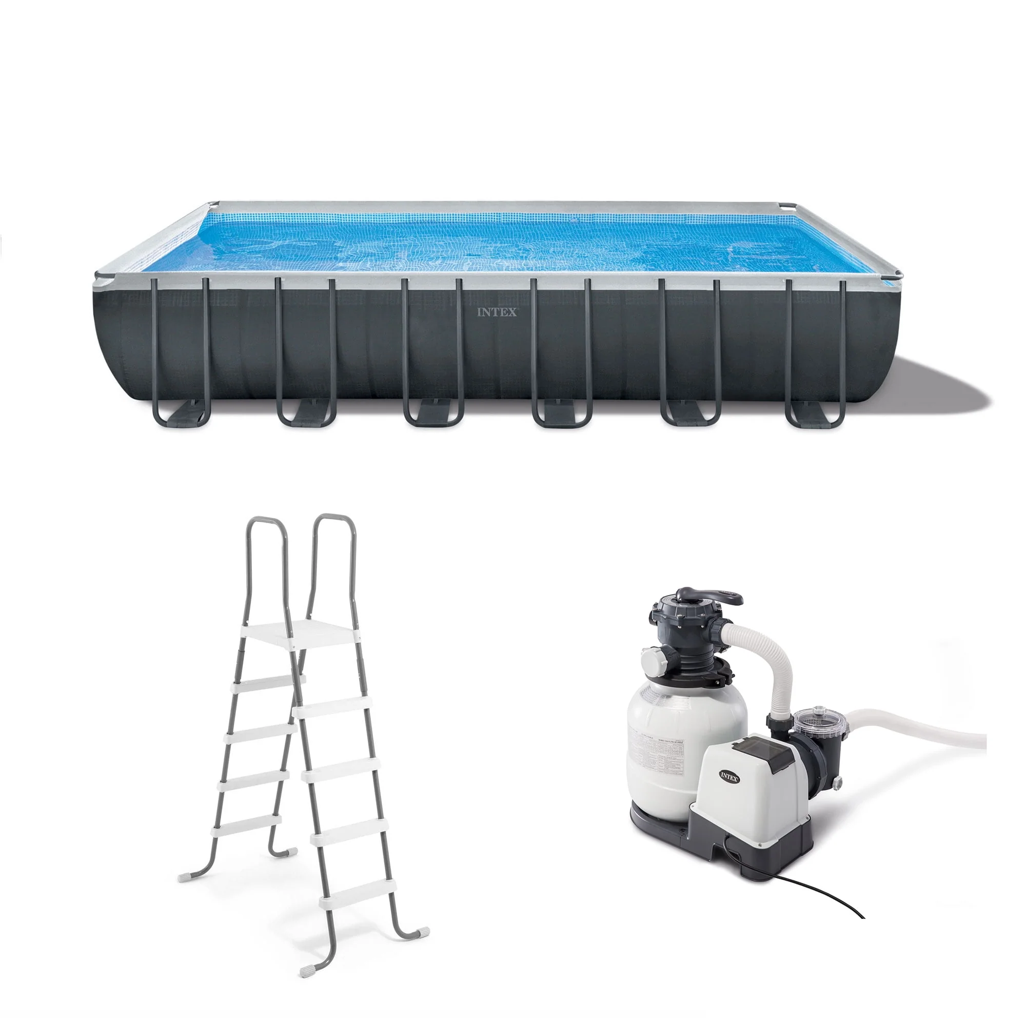 Intex 24' x 12' x 52 Ultra XTR Rectangular Frame Swimming Pool Set + Pump