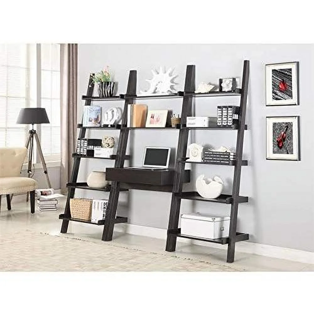 Wall Leaning Ladder Writing Desk In Cappuccino