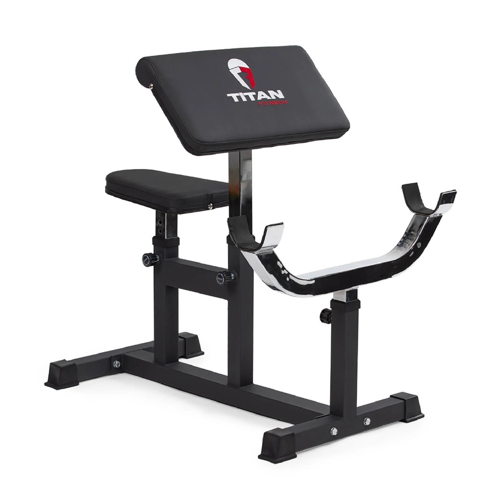 Titan Fitness Adjustable Arm Preacher Curl Weight Station, Seated Strength Training Fitness Bench, Rated 250 LB